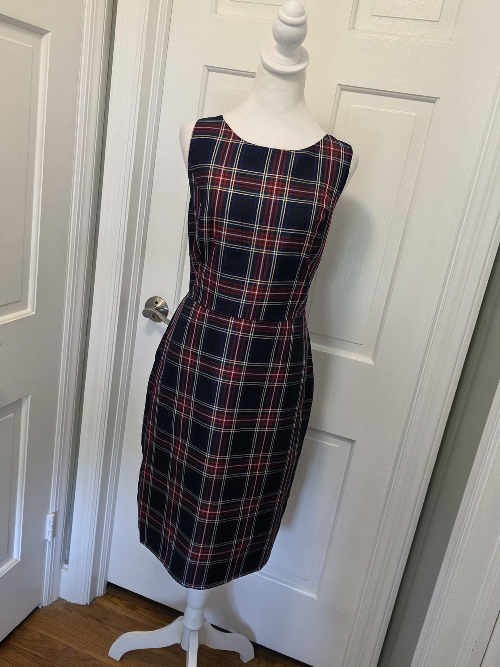 NWT The Children's Place Navy & Red Plaid Sleeveless Sheath Dress Size 10